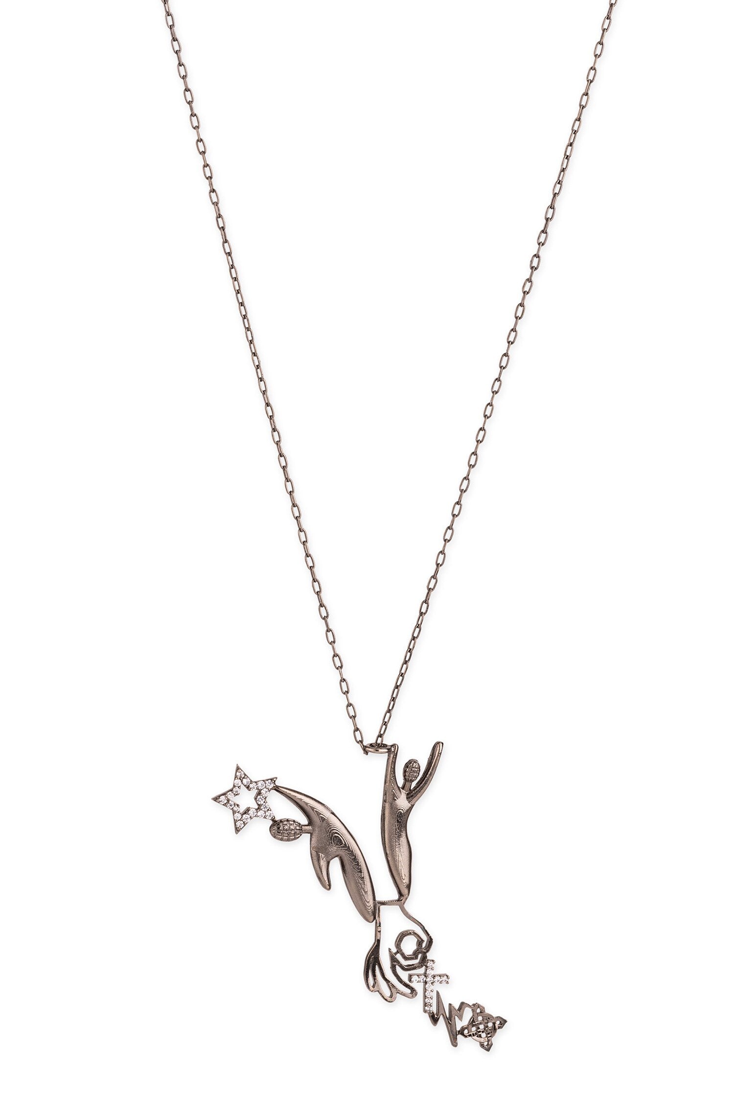 La Croix Stones Embellished Pendant Necklace 