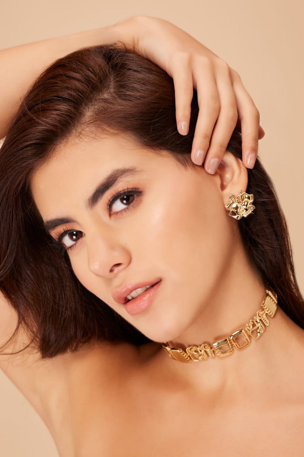 Tribal Textured Choker Necklace Set 