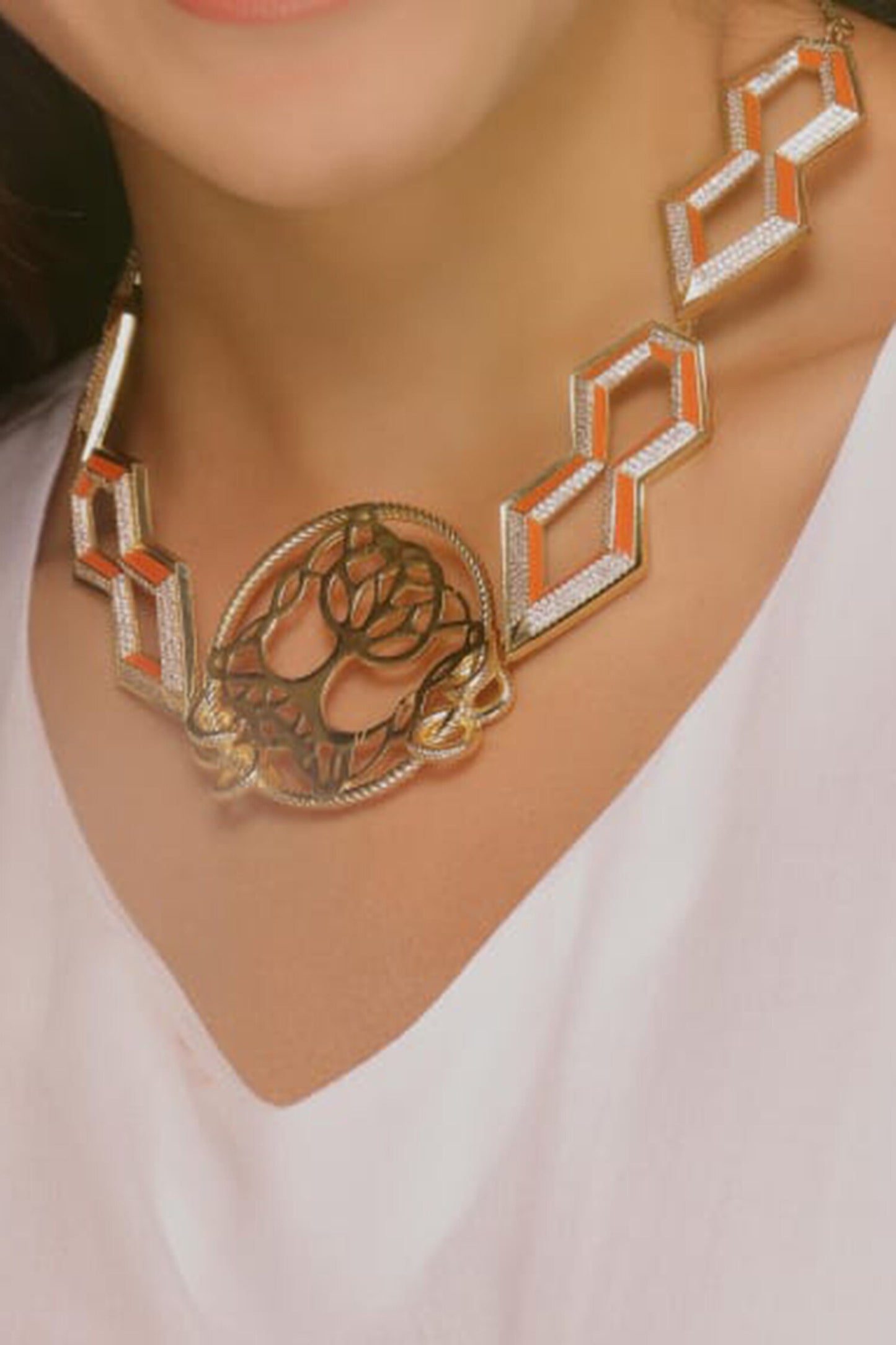 Le Losange Enamelled Hexagonal Necklace 