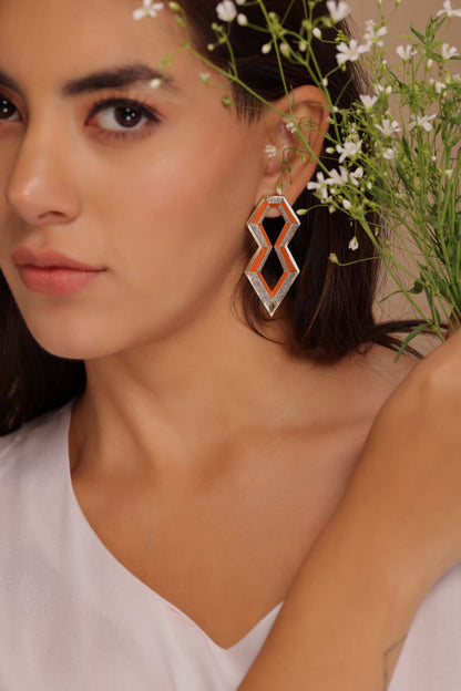 Le Losange Enamelled Hexagonal Earrings 