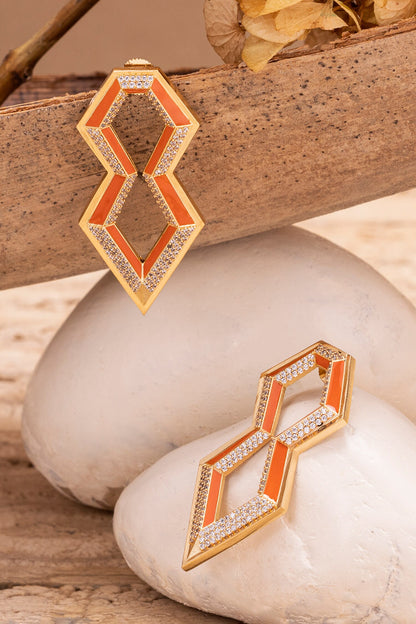 Le Losange Enamelled Hexagonal Earrings 