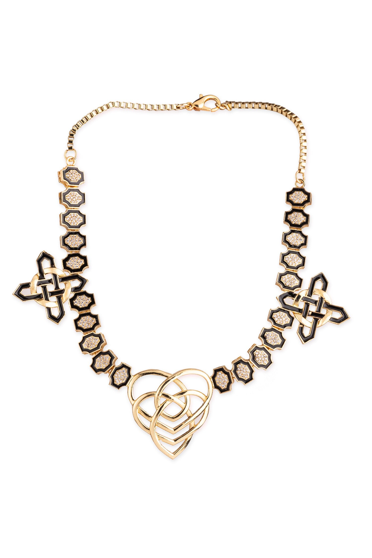 Hexagone Enamelled Geometric Necklace 