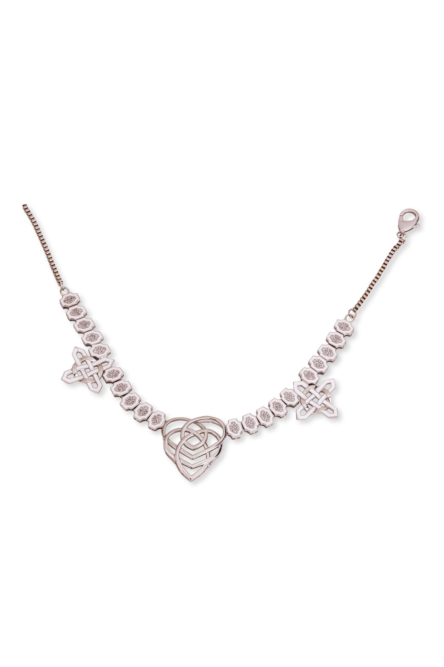 Hexagone Enamelled Stone Studded Necklace 