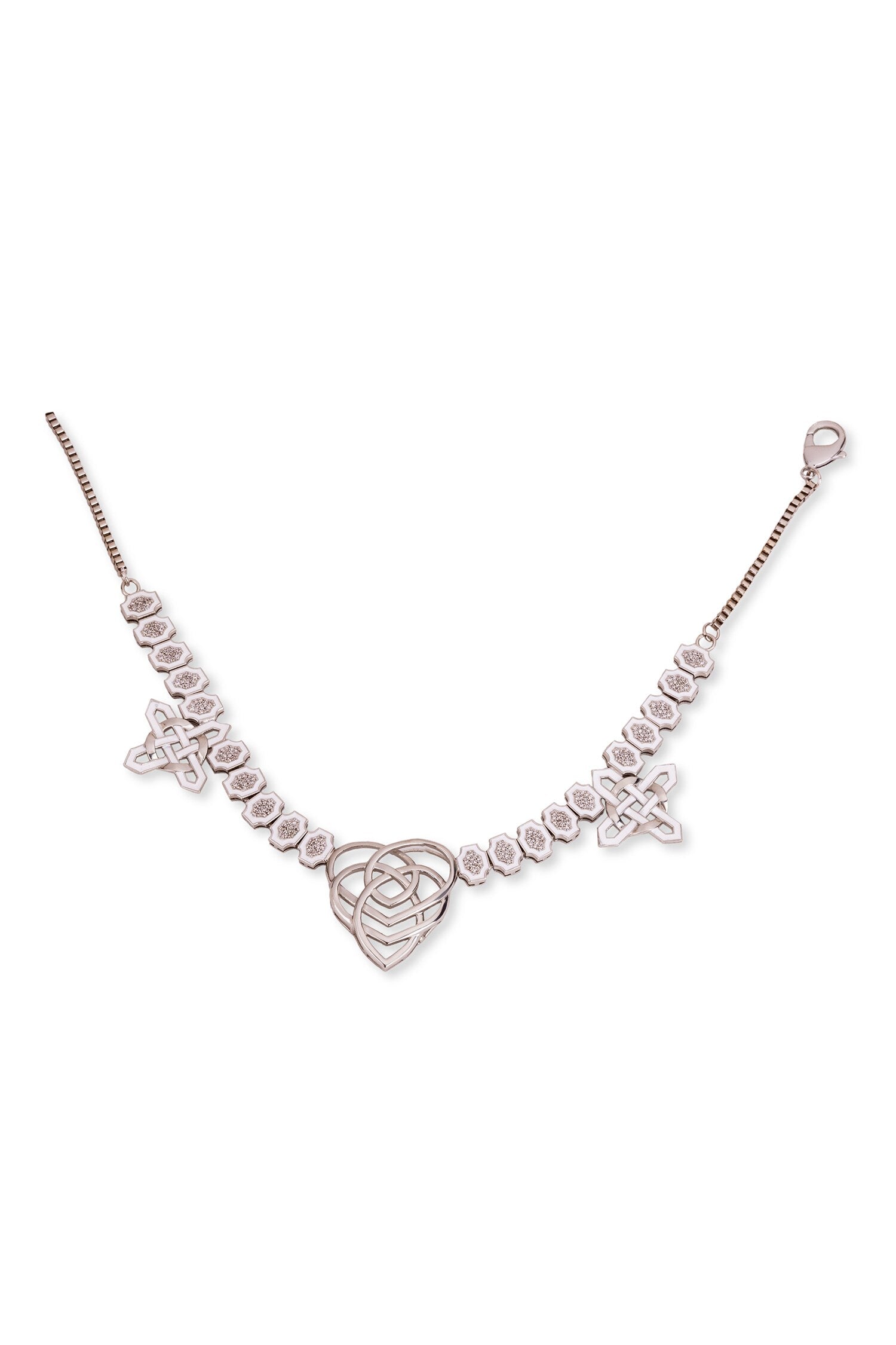 Hexagone Enamelled Stone Studded Necklace 