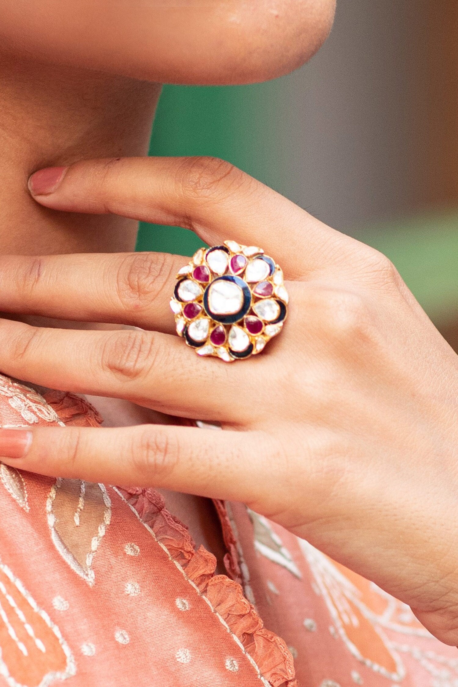 Kashvi Utrai Polki Embellished Ring 