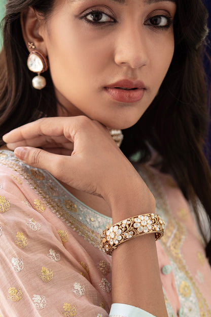 Gulnaz Polki Embellished Cutwork Jali Kada 