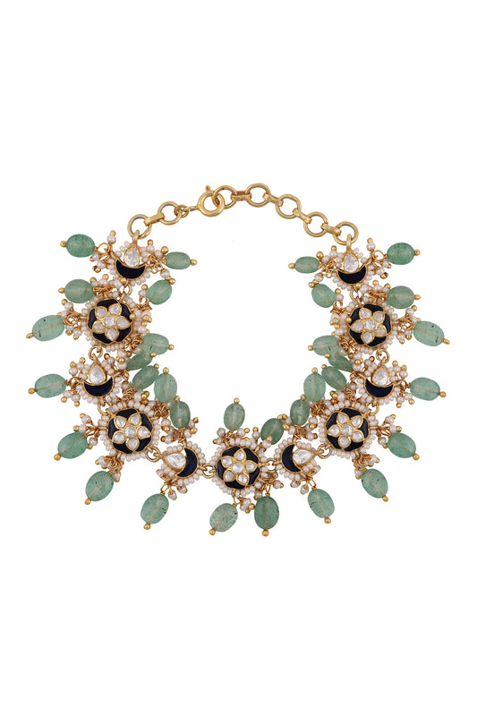 Floral Polki Embellished Bead Drop Bracelet 