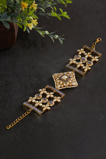 Polki Embellished Diamond Motif Bracelet 