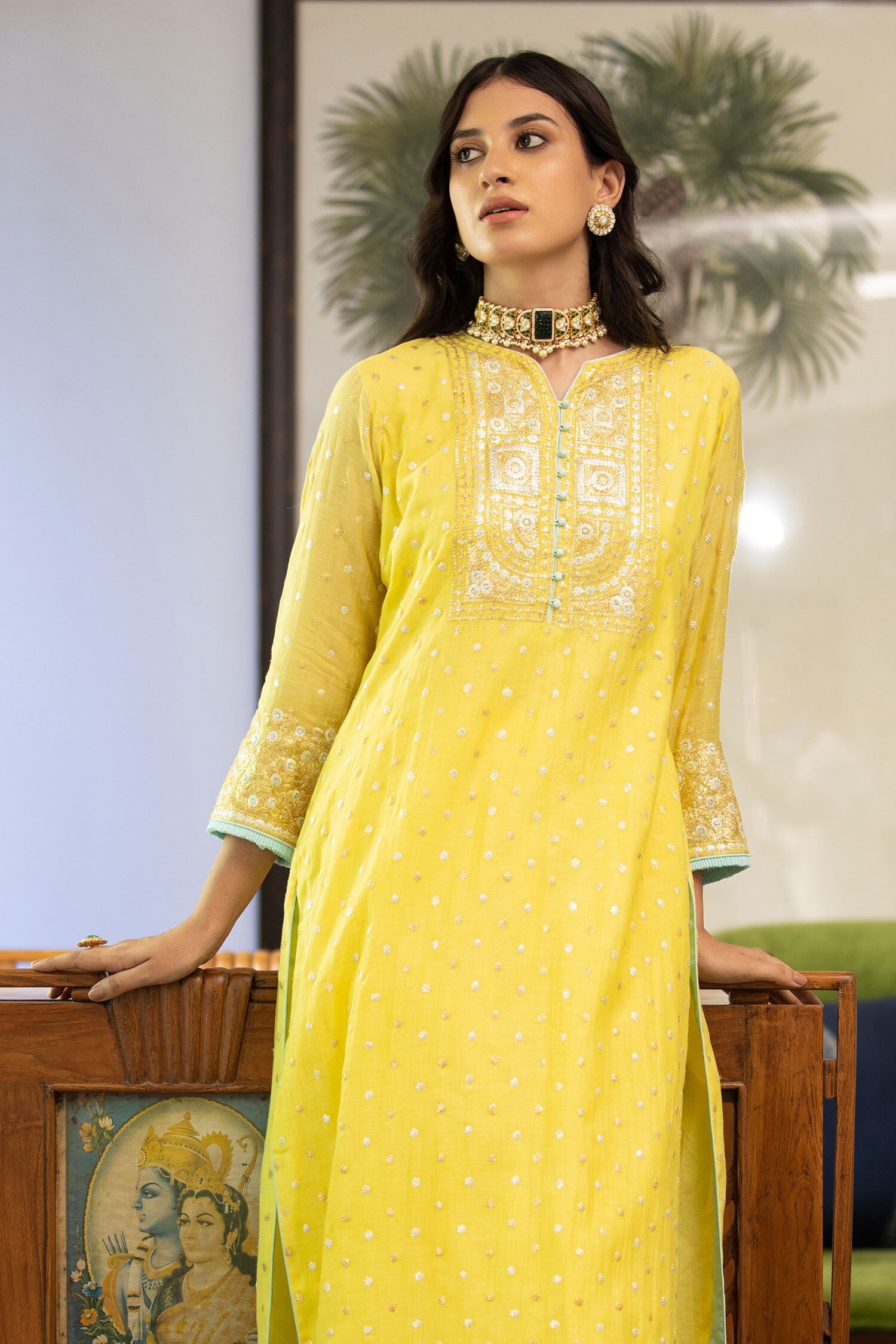 Khizra Chand Bloom Polki Choker 