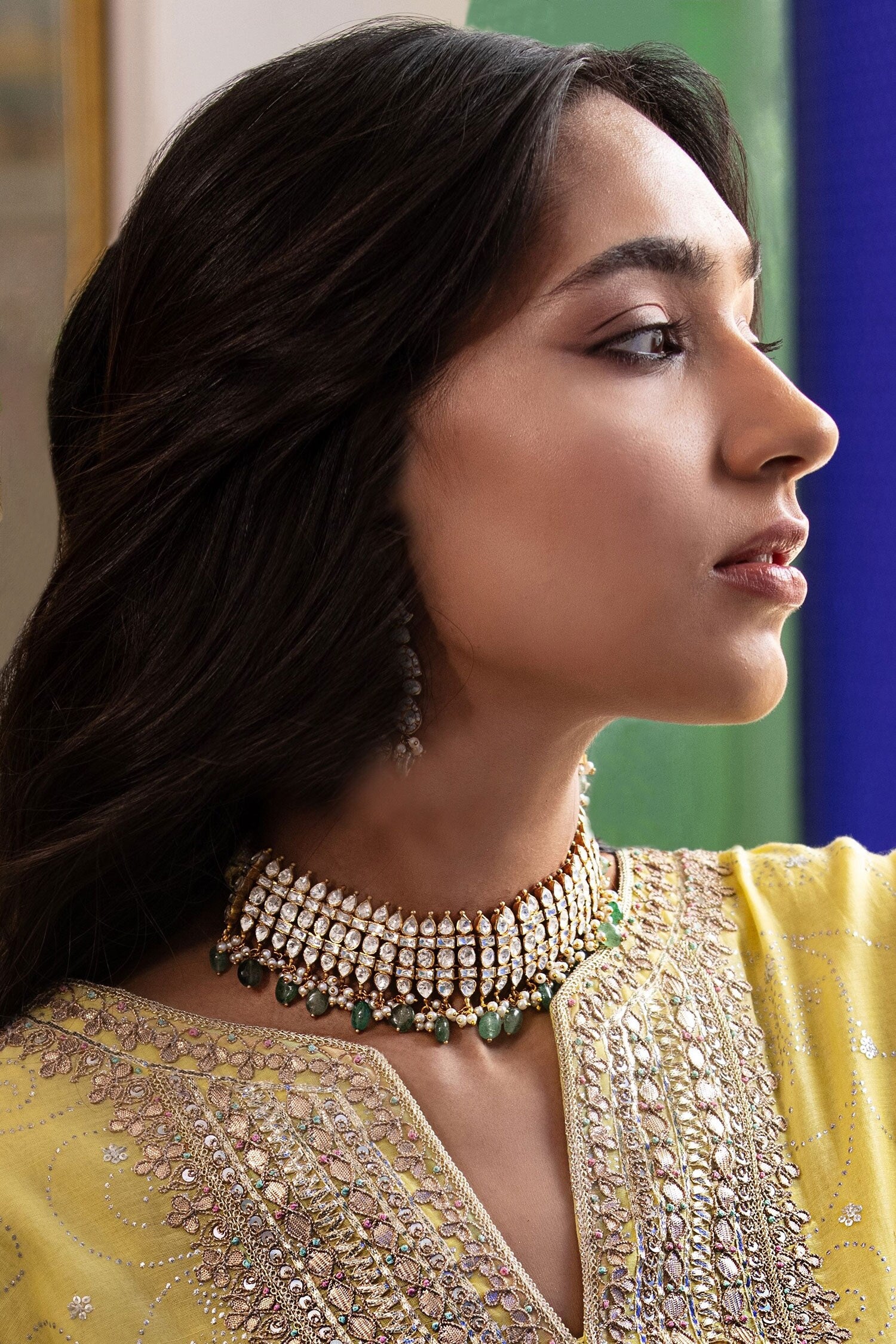 Taal Polki Drop Choker 