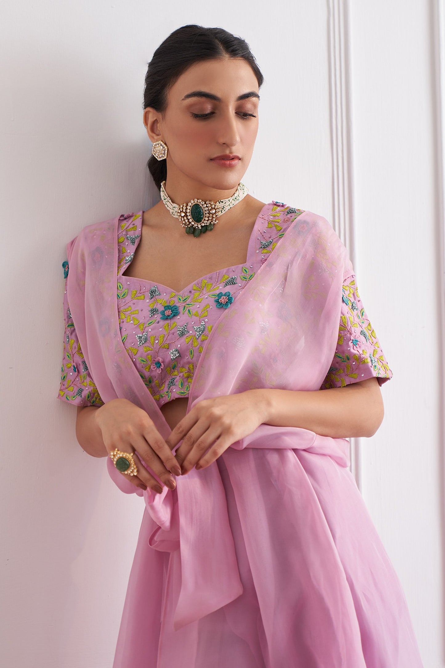 Zeenat Carved Stone Polki Embellished Choker 