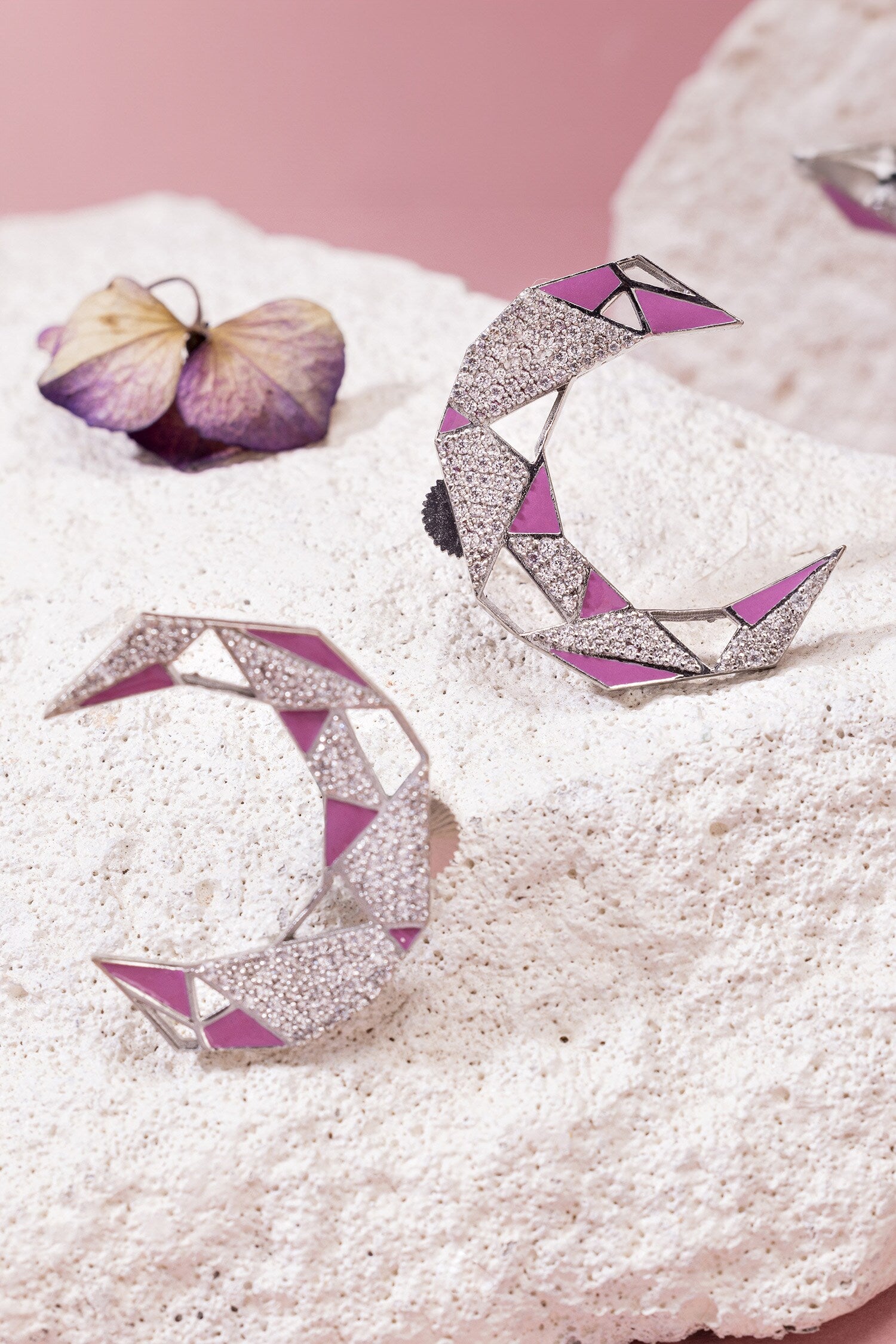 Croissant Enamelled Earrings 