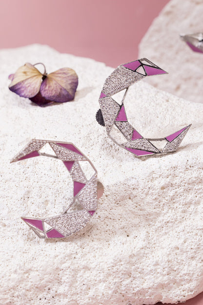 Croissant Enamelled Earrings 