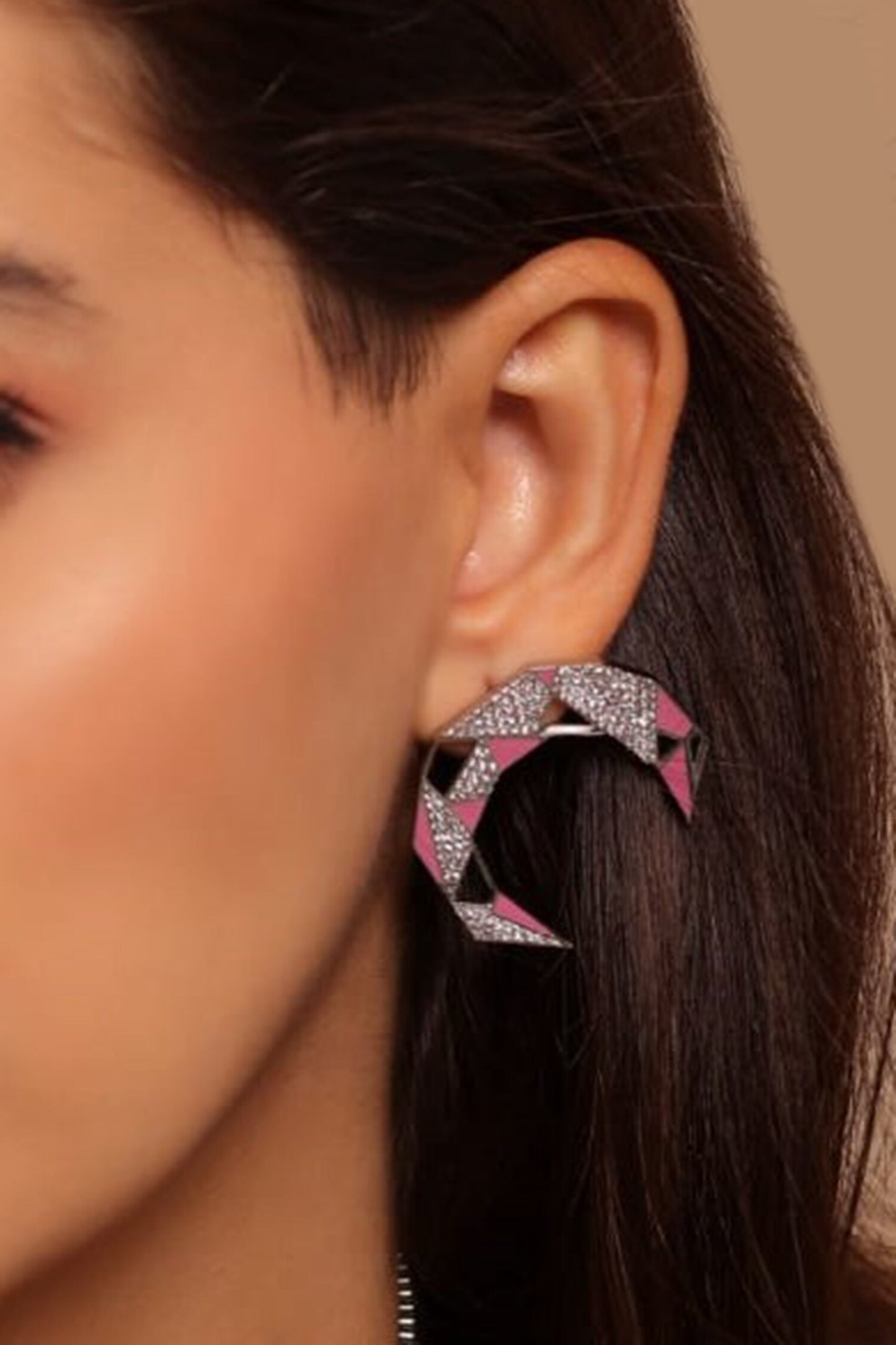 Croissant Enamelled Earrings 