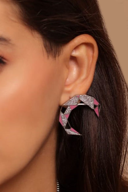Croissant Enamelled Earrings 