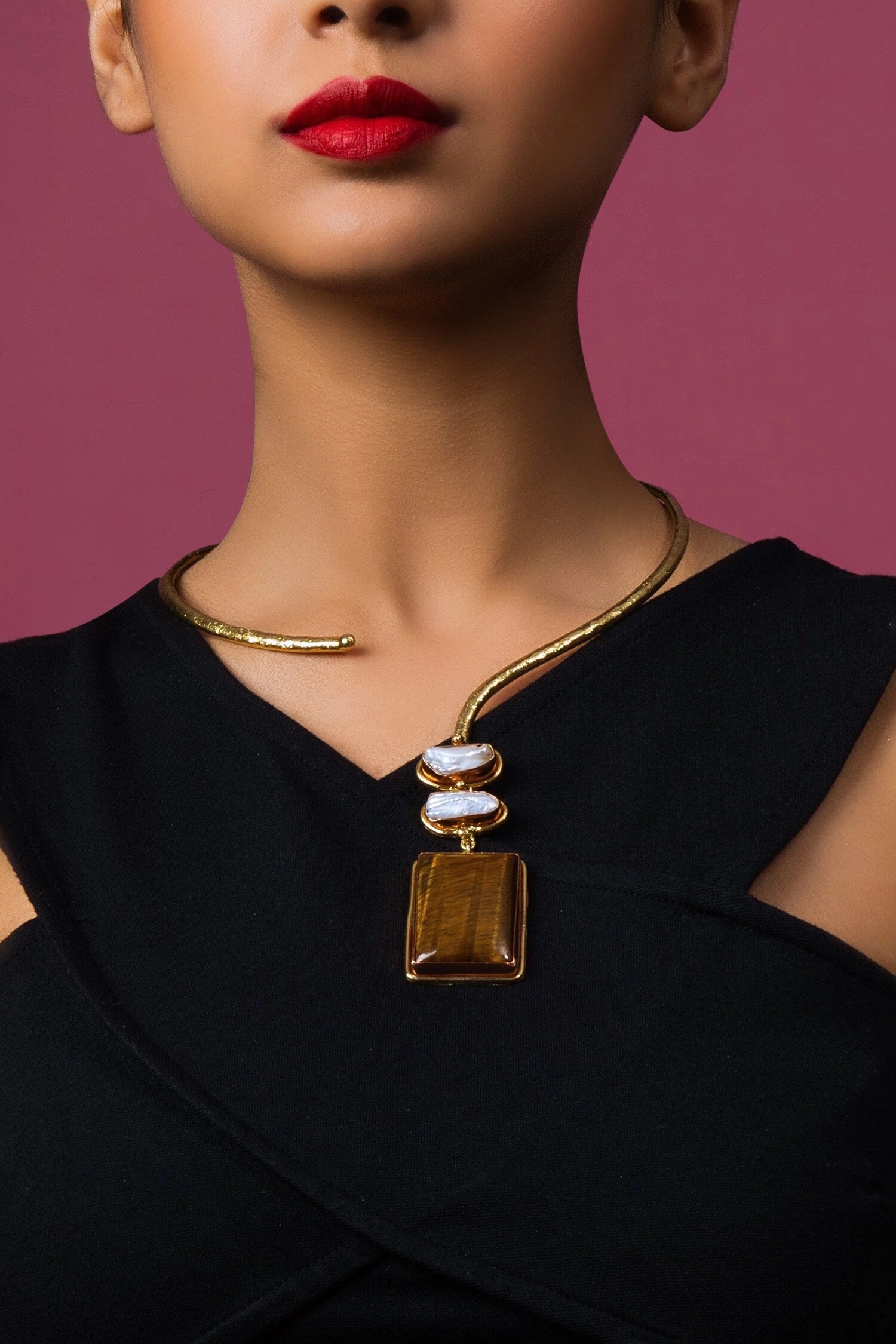 Tiger Eye Pendant Necklace 