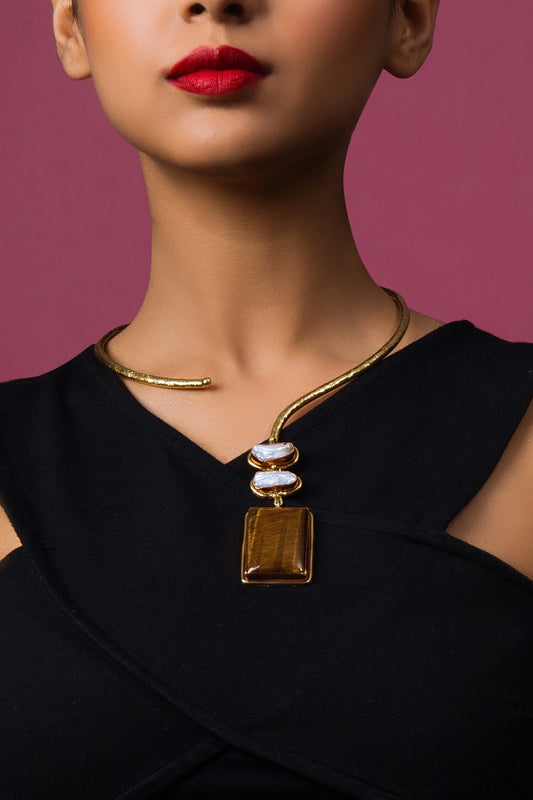 Tiger Eye Pendant Necklace 