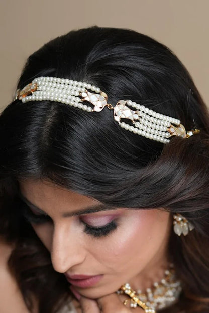 Shell Pearl Embellished Sheeshpatti 