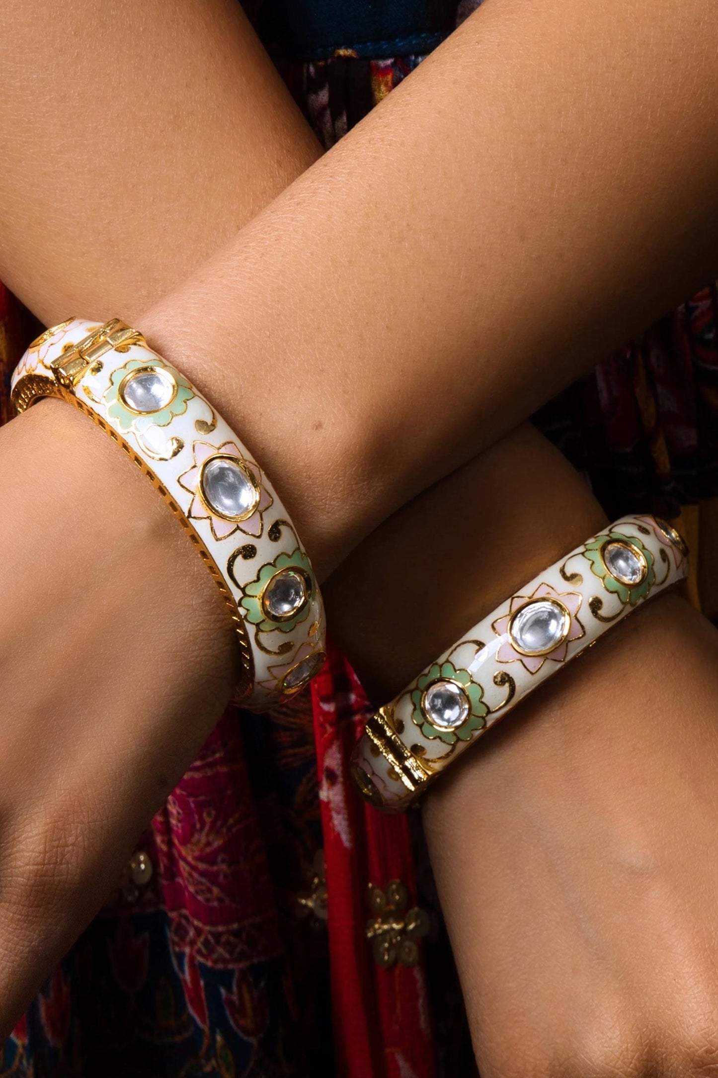 Opal Meenakari Kundan Bangle-Set of 2 