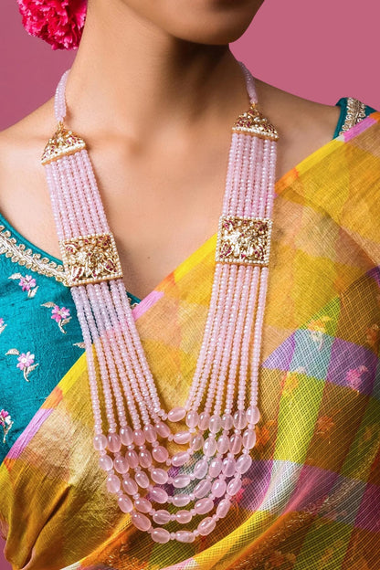 Rose Petal Jadau Tukdi Bead Necklace 