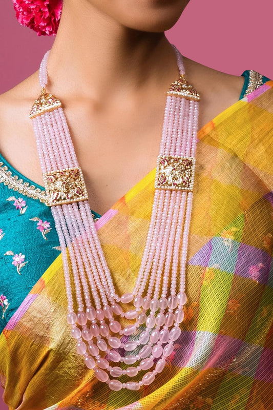 Rose Petal Jadau Tukdi Bead Necklace 