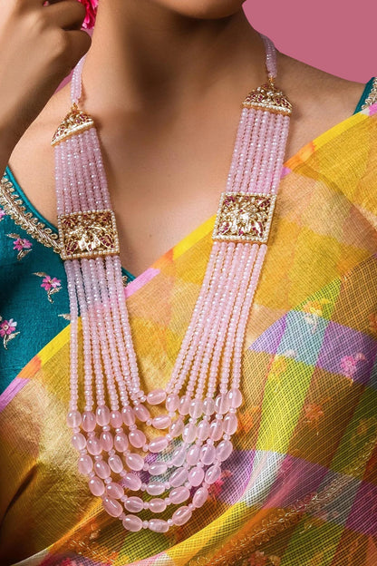 Rose Petal Jadau Tukdi Bead Necklace 