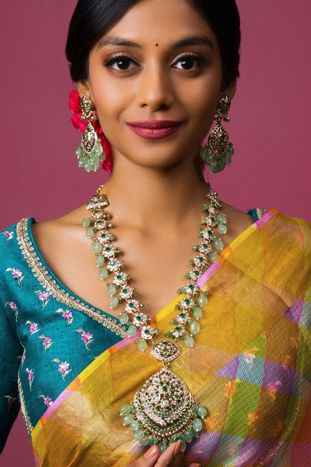 Stone Pearl Jadau Rani Haar Set 