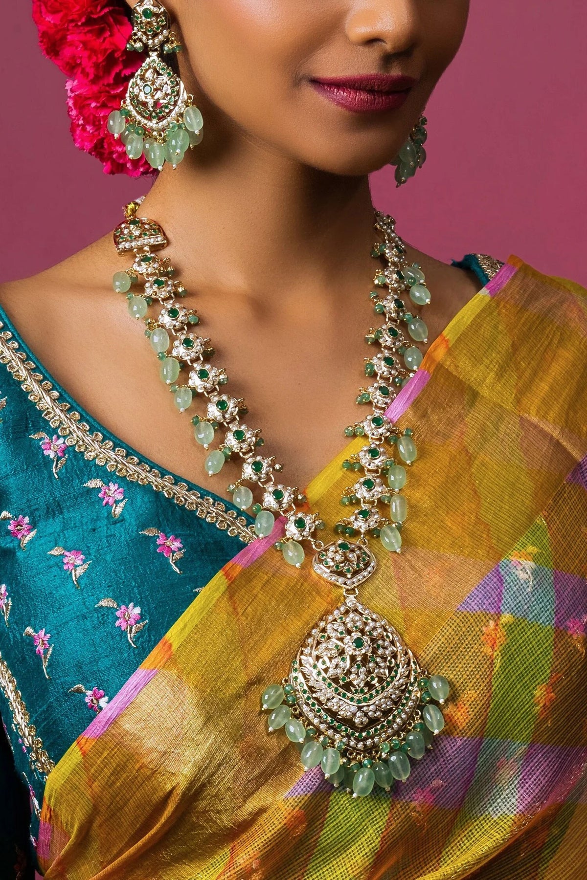 Stone Pearl Jadau Rani Haar Set 