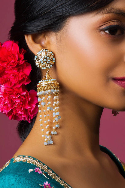 Feroza Jadau Bead Embellished Jhumkas 