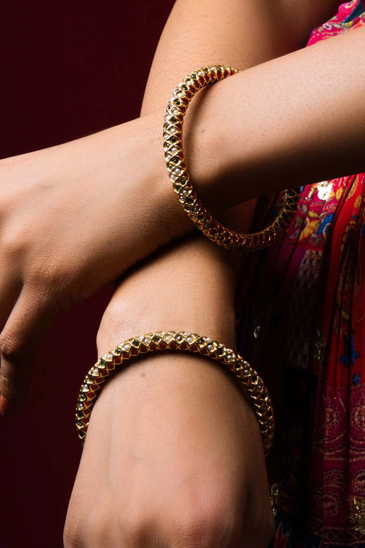 Jadau Sonamoti Embellished Bangle - Set of 2 