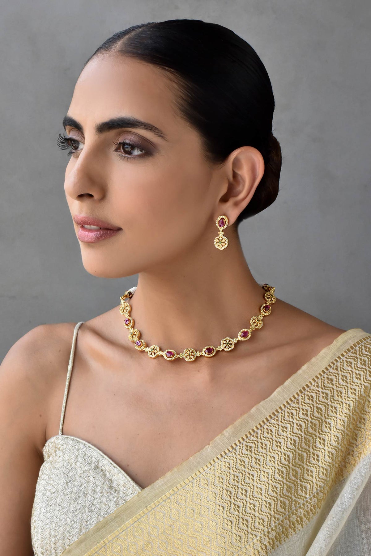 Jadau Kundan Embellished Necklace Set 