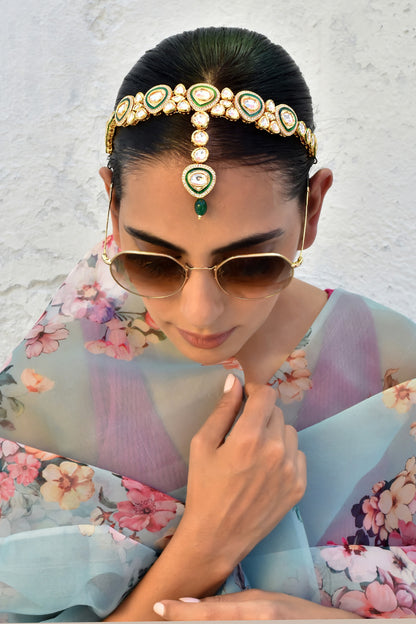 Polki Embellished Enamelled Mathapatti 