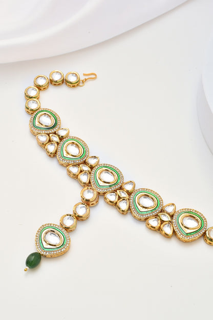 Polki Embellished Enamelled Mathapatti 