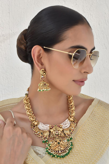 Carved Temple Necklace Set 
