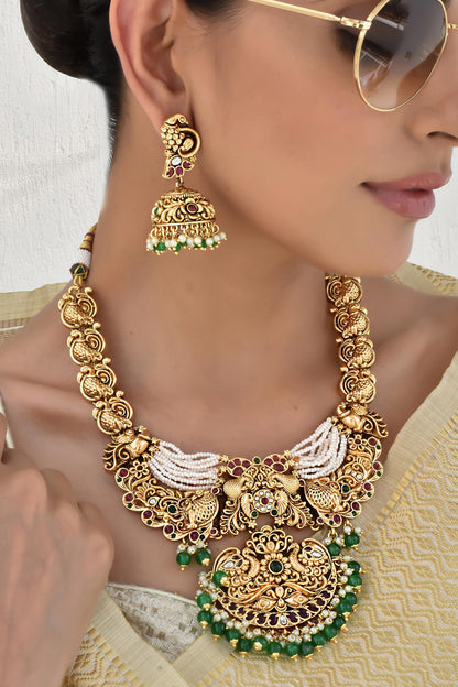 Carved Temple Necklace Set 