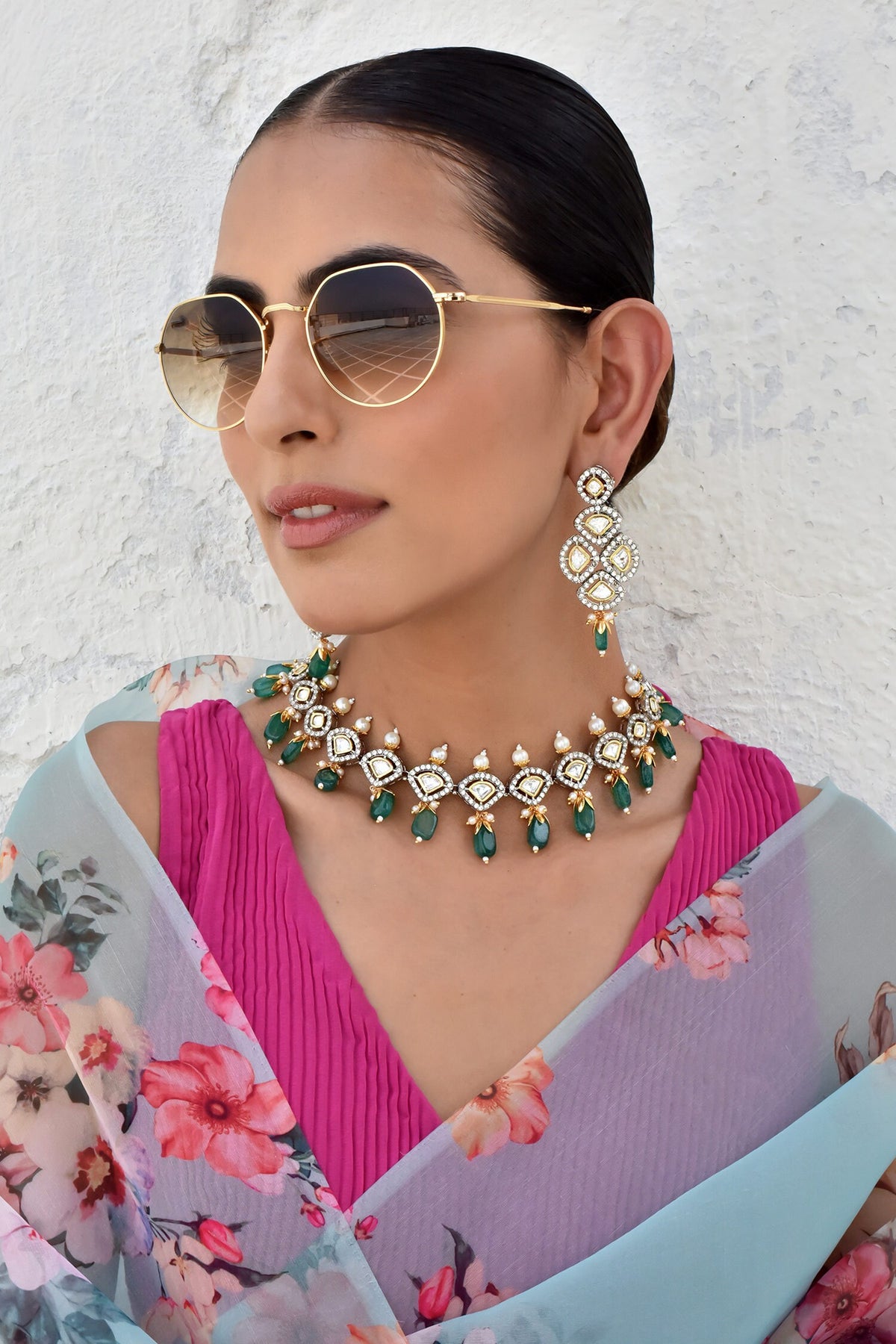 Polki Embellished Necklace Set 