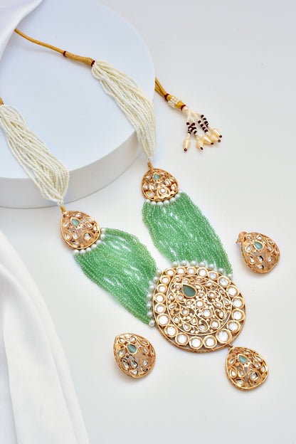 Polki Embellished Layered Necklace Set 