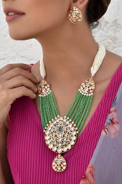 Polki Embellished Layered Necklace Set 
