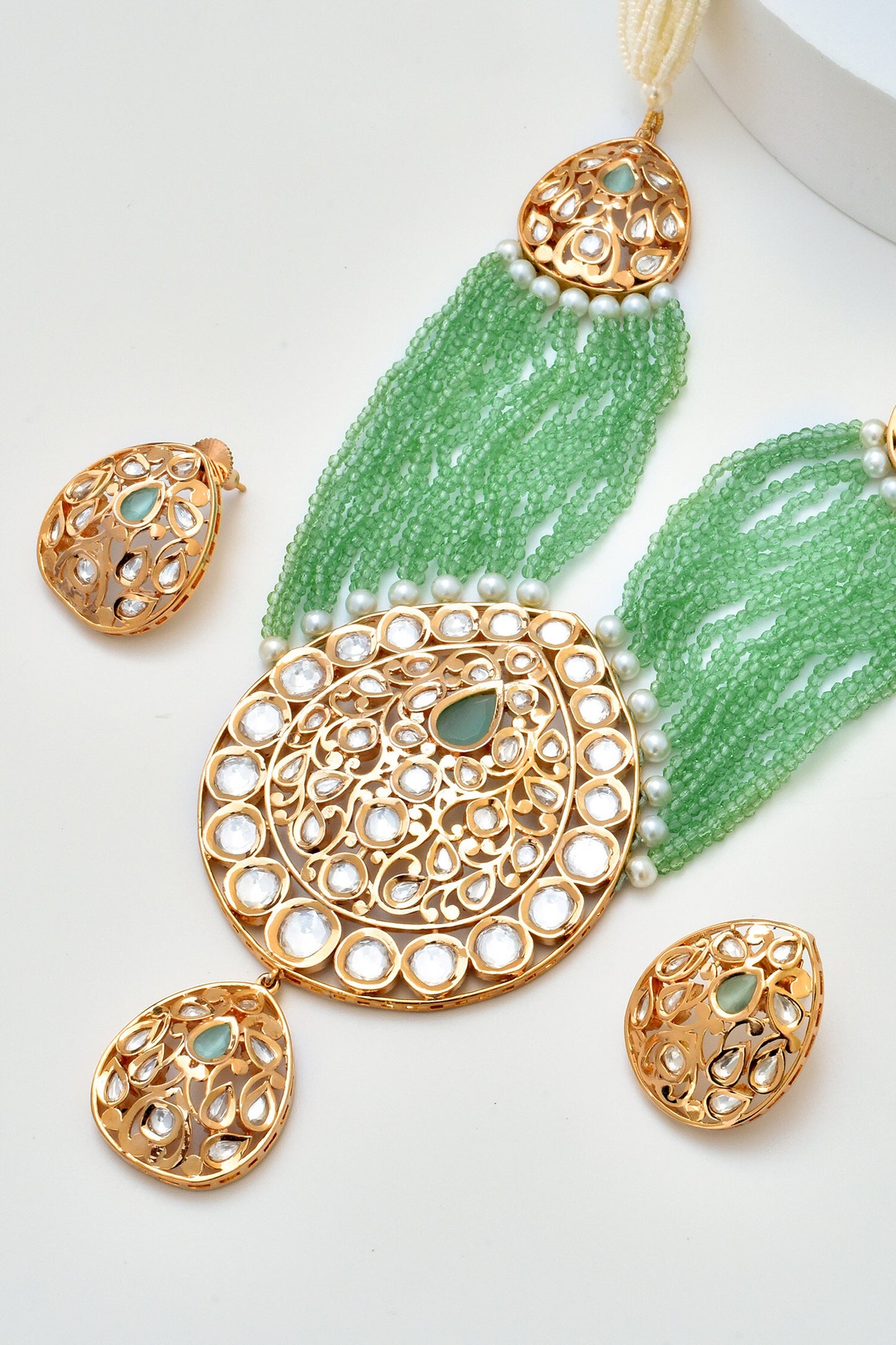 Polki Embellished Layered Necklace Set 