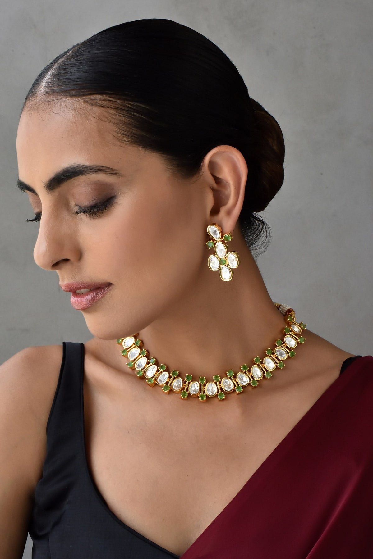 Kundan Embellished Choker Necklace Set 