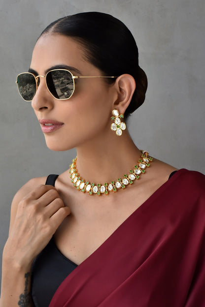 Kundan Embellished Choker Necklace Set 
