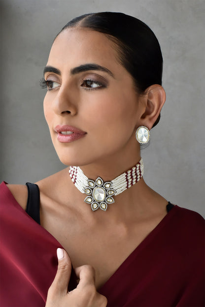 Polki Embellished Multistrand Necklace Set 