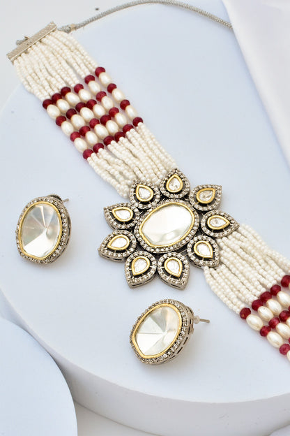 Polki Embellished Multistrand Necklace Set 