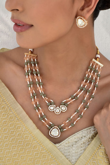 Polki Embellished Layered Necklace Set 