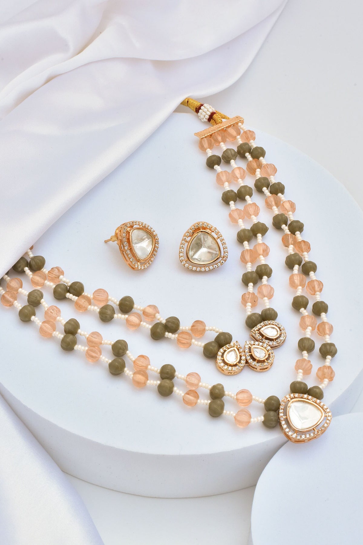 Polki Embellished Layered Necklace Set 