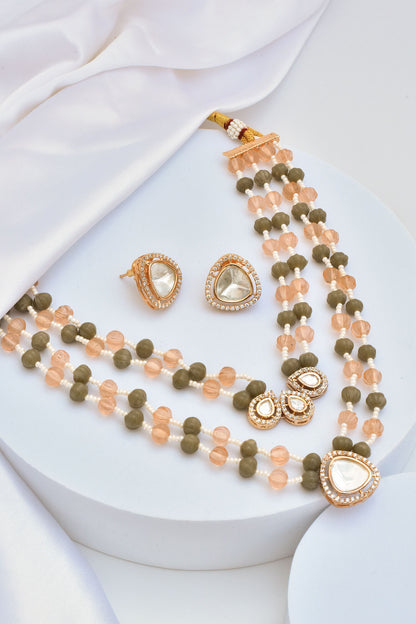 Polki Embellished Layered Necklace Set 