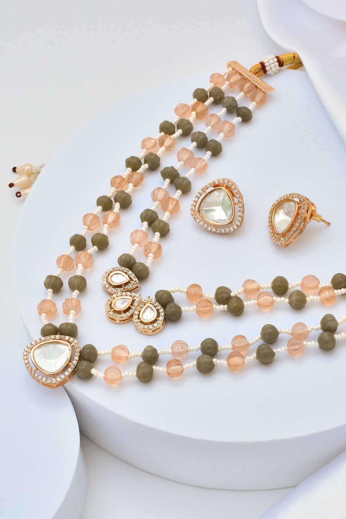 Polki Embellished Layered Necklace Set 