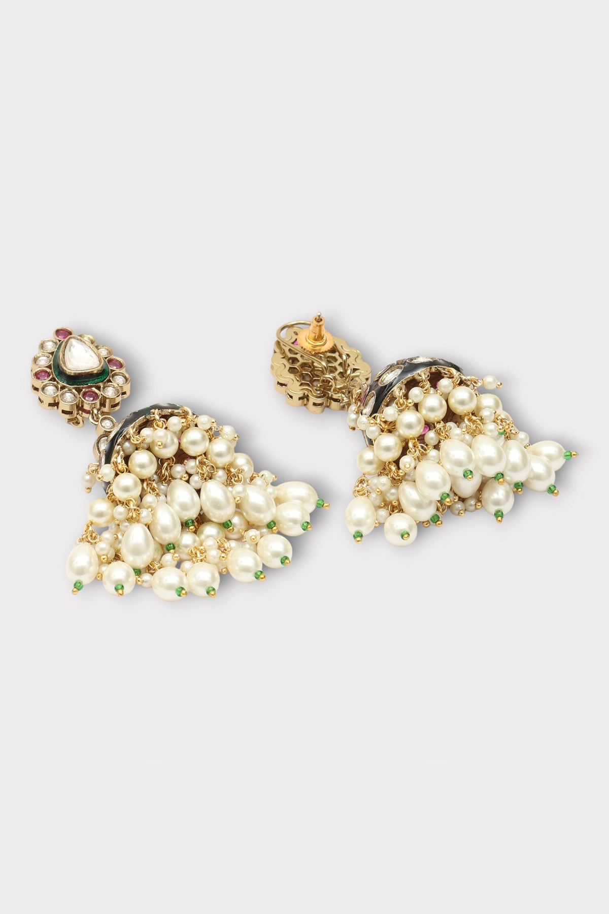 Cultured Kundan Studded Tasselled Jhumkas 