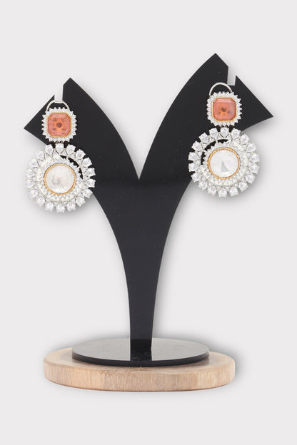 Poised Clear Polki Studded Earrings 