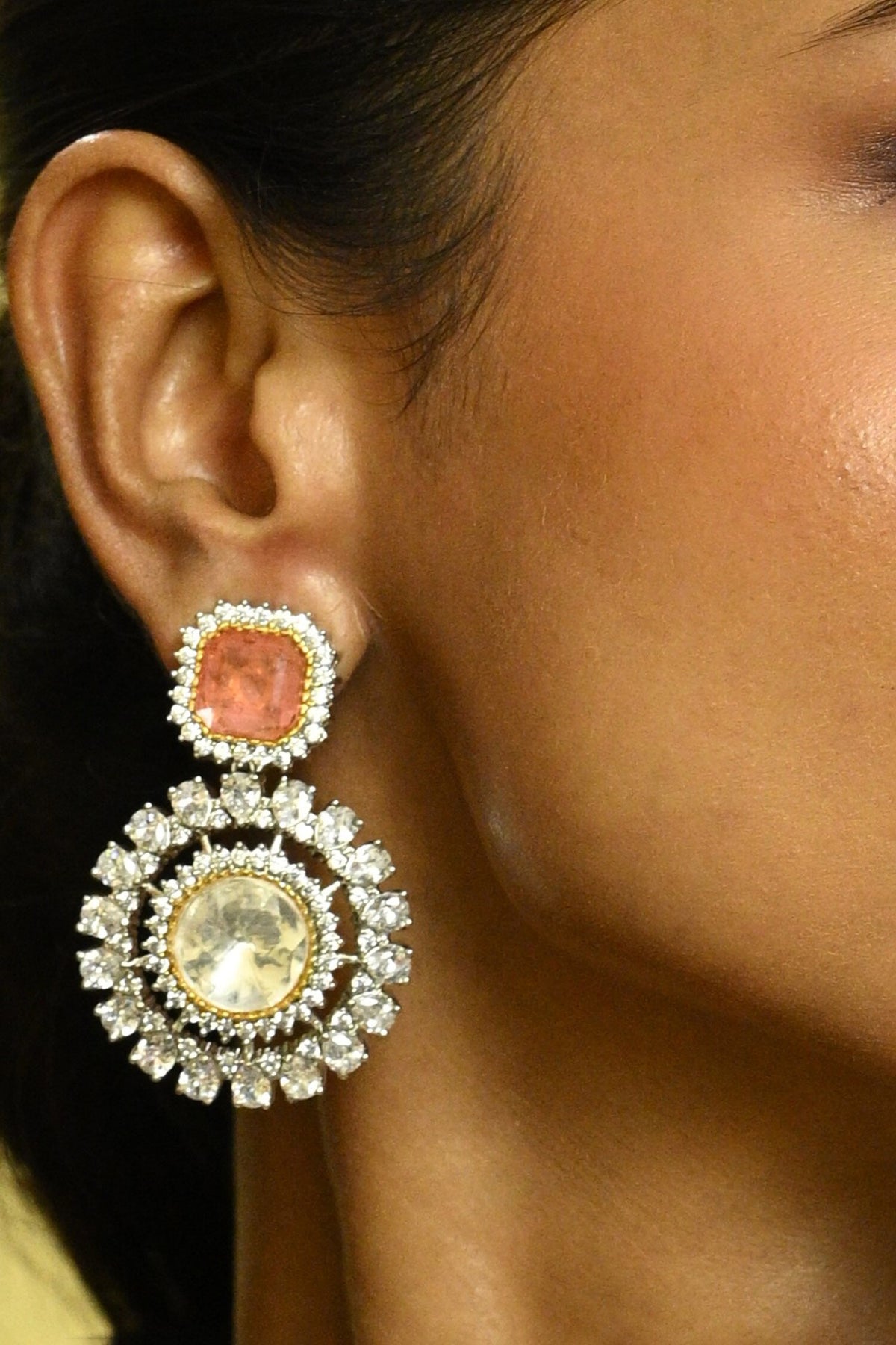 Poised Clear Polki Studded Earrings 